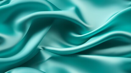 Obraz premium Satin dreams in vivid turquoise. Gentle waves on a reflective backdrop. A celebration of marine beauty. Perfect for designers.