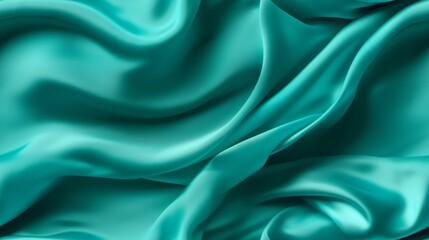 Obraz premium Turquoise fabric grandeur. Gentle waves capturing vibrant hues. Celebrate design with a touch of the tropics.