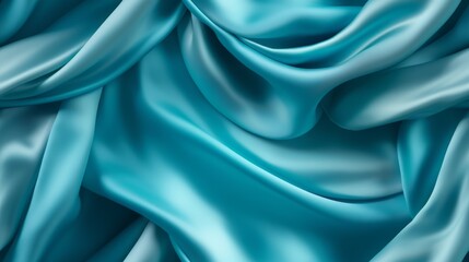 Fototapeta premium Turquoise satin elegance. Lustrous waves of beauty. Perfect for design masterpieces. A touch of the ocean.