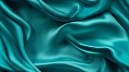 Obraz premium Turquoise fabric tales. Gentle wavy and vibrant. A backdrop for design dreams. Perfect for elegant projects.