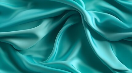 Obraz premium Turquoise fabric tales. Gentle waves on a smooth surface. Luxury with a tropical touch. Perfect for sophisticated designs.