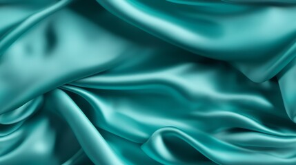 Obraz premium Turquoise fabric radiance. Waves of elegance on a reflective surface. Design with a touch of the sea. Perfect for luxury projects.