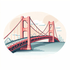 Fototapeta premium Unique Bridge Illustration in Minimalistic Style with Bold Line Work