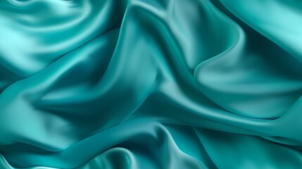 Fototapeta premium Turquoise fabric luminance. Gentle wavy and vibrant. A backdrop for design dreams. Embrace the elegance.