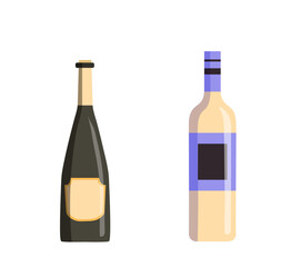 Set of bottles with alcohol vector concept