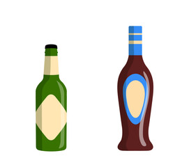 Set of bottles with alcohol vector concept