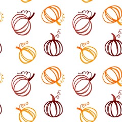 Autumn harvest vegetable seamless pumpkins pattern for wrapping paper and fabrics and linens and kids clothes