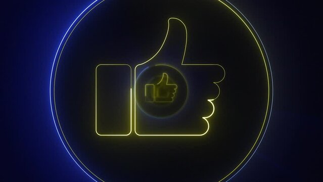 Thumb Up Neon Emoji Background, Animation, Loop, Social Media, Reactions
