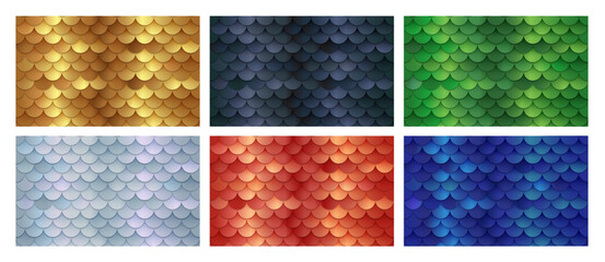 Fish scale pattern vector set © Aleksey