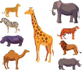 Set of cartoon characters of baby animals. Set of baby animal icons isolated on a white background. Cartoon characters design. Color illustration of the wild animal world. Vector illustration