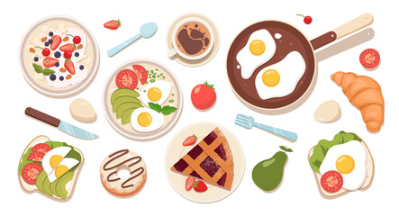 Healthy breakfast vector set