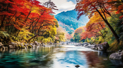 beautiful background with Hozugawa river located