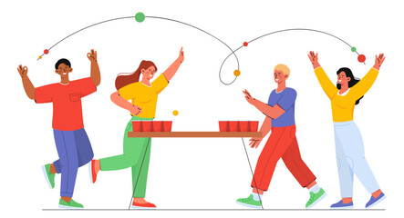 Playing beer pong vector concept