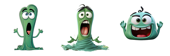Png Set Green yoga mat mascot sobbing on a transparent background