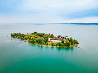 Frauenchiemsee Abbey aerial panoramic view, Bavaria