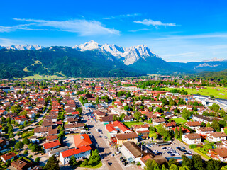 Garmisch-partenkirchen town aerial panoramic view, Germany