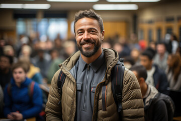 A classroom filled with engaged students and a passionate teacher leading a discussion. Generative Ai.