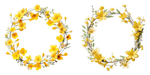 Png Set Circular yellow flower garlands transparent background - Powered by Adobe