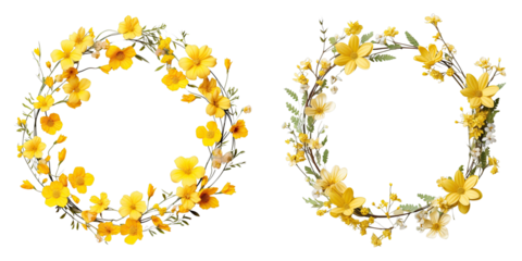 Png Set Circular yellow flower garlands transparent background