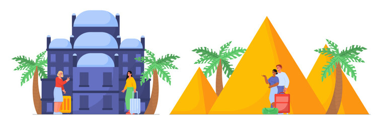 People with tour in Egypt vector concept