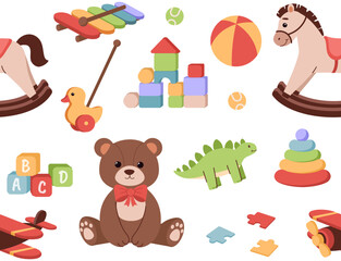 Seamless pattern with toys vector concept