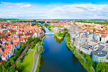 Fototapeta na wymiar Ulm city aerial panoramic view, Germany