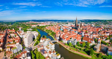 Ulm Minster Church aerial panoramic view, Germany © saiko3p
