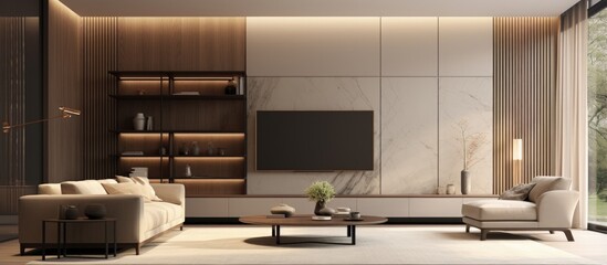 illustration of a contemporary and luxurious living room