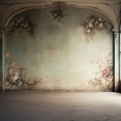 Interior room with luxury floral wallpaper. - obrazy, fototapety, plakaty