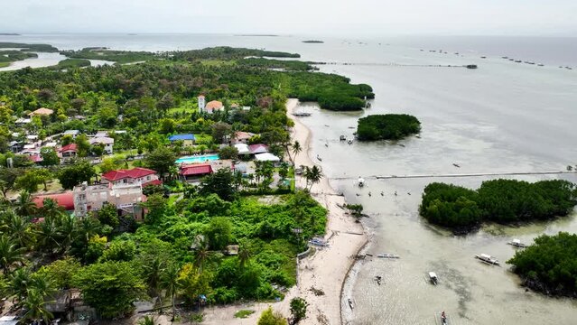 Aerial shot of the small Olango Island just off the coast of Cebu City Philippines.