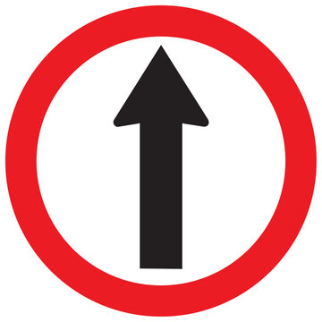siga de frente senal circular, sr-03, senal contorno rojo continue de frente transito trafico vehicular se&ntilde;al reglamentaria circular fondo blanco contorno rojo con flecha color negro transporte