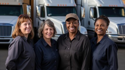 Fototapeta premium group of female truck drivers