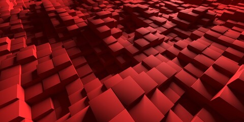 Red cubes structure build wall background