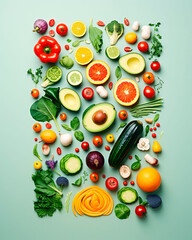 World Vegan Day poster and wallpaper with colorful fruits and vegetables