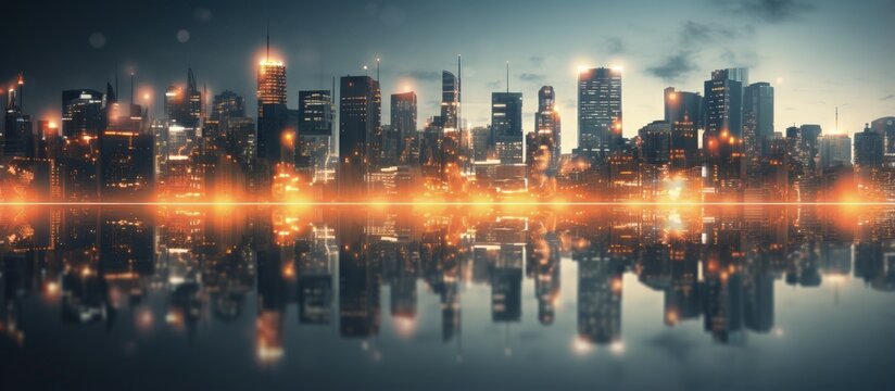 Defocused cityscape image with bokeh for wallpaper and design
