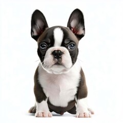 Baby Boston Terrier's Loving Gaze, Generative AI