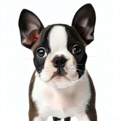 Tiny Boston Terrier's Innocent Eyes, Generative AI