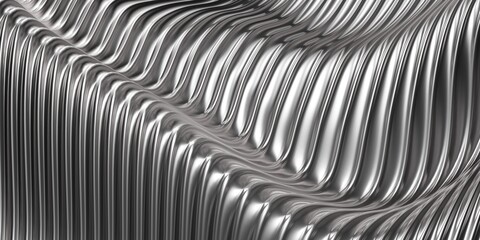 Abstract metal background. Silver steel stripes wavy pattern