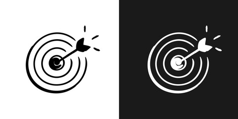 Arrow hit in archery target goal symbol icon sketch in vector. Accuracy concept. Hand drawn doodle sign in black and white. Vector EPS 10