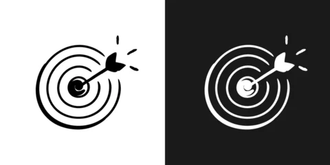 Tuinposter Arrow hit in archery target goal symbol icon sketch in vector. Accuracy concept. Hand drawn doodle sign in black and white. Vector EPS 10 © hardqor4ik
