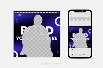 gym weight lifting social media post, gym banner template design pack.