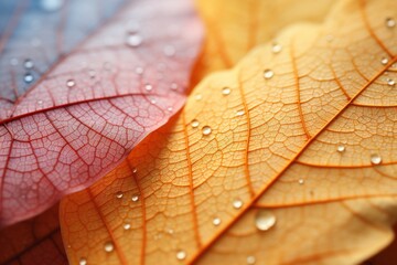 Autumn leaves, macro close-up. Background with selective focus and copy space