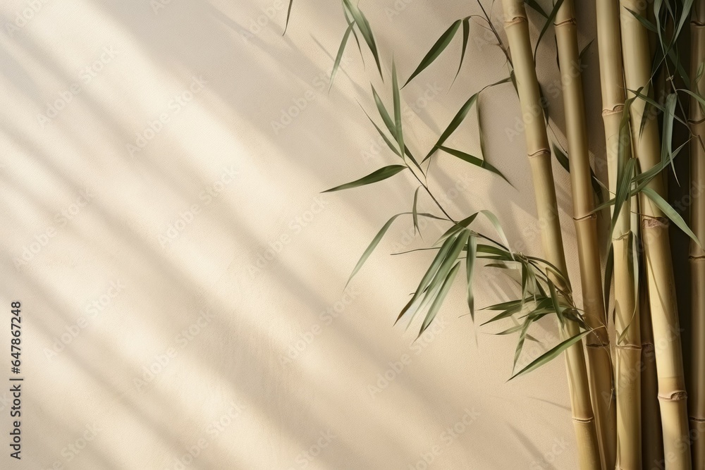 Wall mural bamboo background or backdrop with selective focus and copy space for text