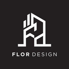 Apartment building design with initial logo design