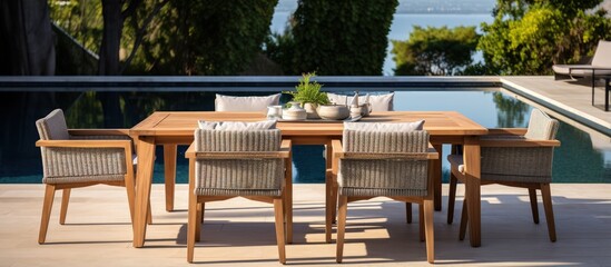 Obraz premium Outdoor dining set with table and chairs