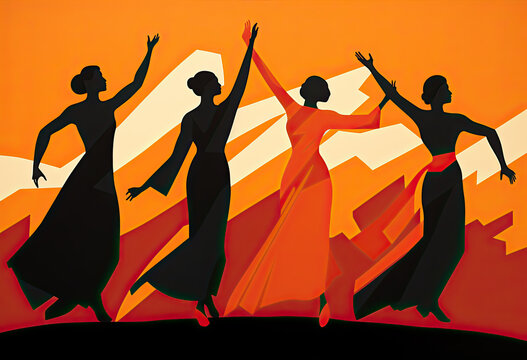 silhouettes of dancers with their hands up for culture