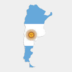 argentina map with flag on gray background
