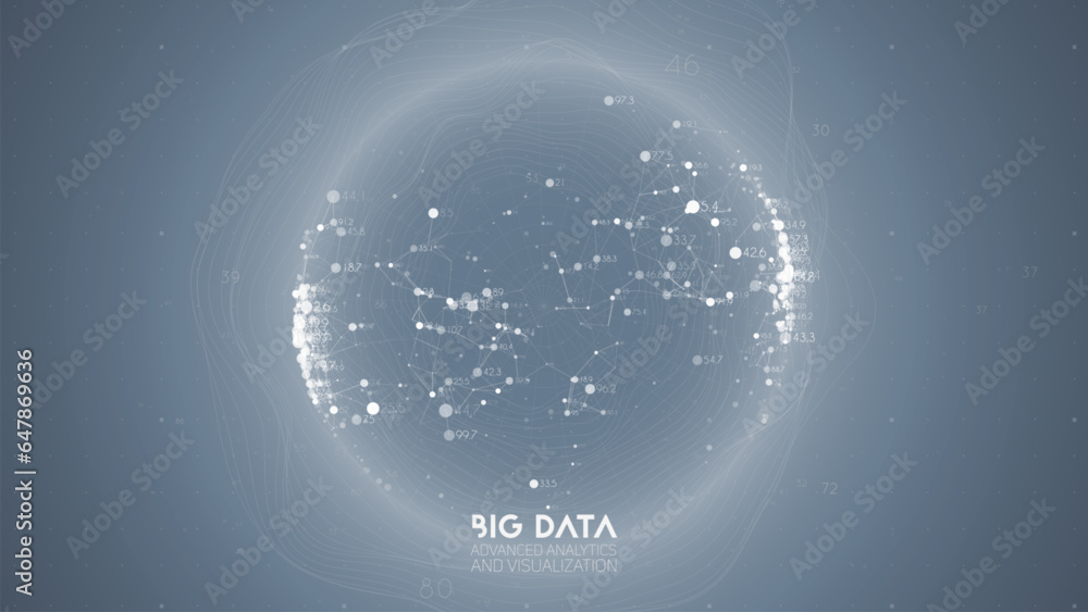 Poster Big data visualization. Futuristic infographic. Information aesthetic design. Visual data complexity. Complex data threads graphic visualization. Abstract data graph.