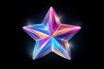 Neon bunter Stern mit Lichteffekt auf dunklem Hintergrund. Querformat. Generative Ai.
