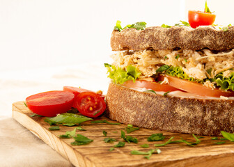 Chicken Breast Sandwich with Whole Grain Bread and Fresh Salad